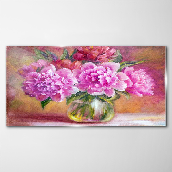 Spring flowers in a vase Glass art print