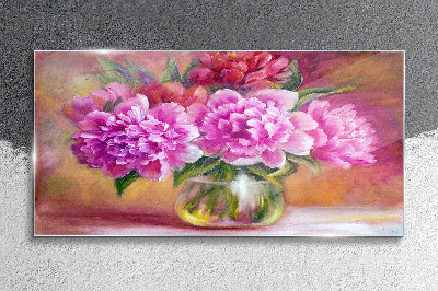 Spring flowers in a vase Glass art print