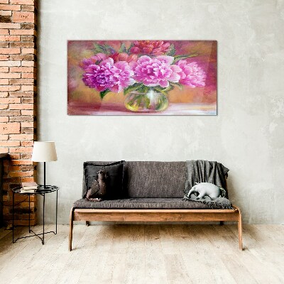 Spring flowers in a vase Glass art print