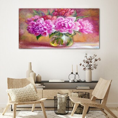 Spring flowers in a vase Glass art print
