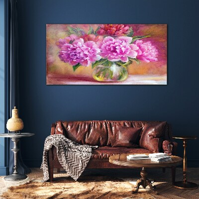 Spring flowers in a vase Glass art print