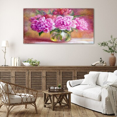 Spring flowers in a vase Glass art print