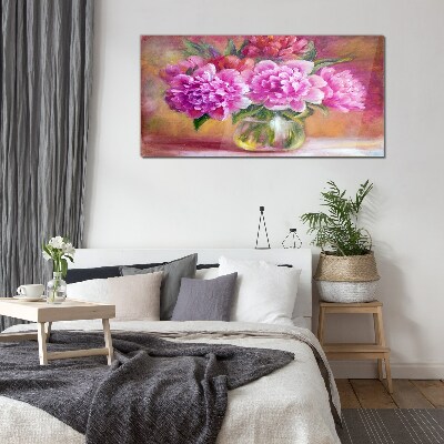 Spring flowers in a vase Glass art print