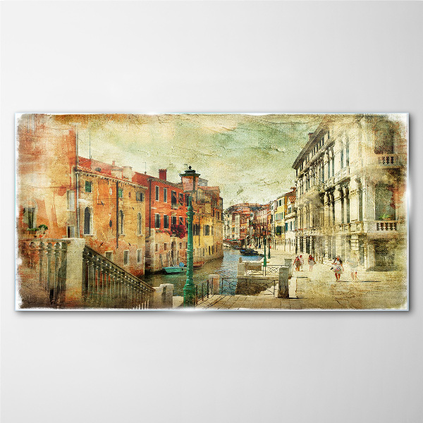 Venice in pastel shades Wall art on glass