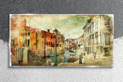 Venice in pastel shades Wall art on glass