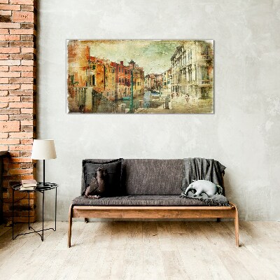 Venice in pastel shades Wall art on glass