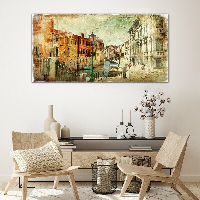 Venice in pastel shades Wall art on glass