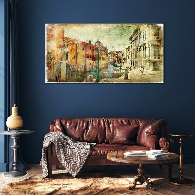Venice in pastel shades Wall art on glass