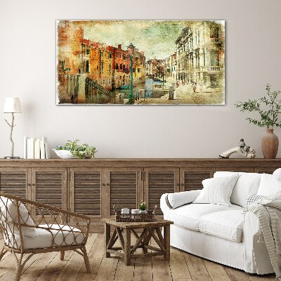 Venice in pastel shades Wall art on glass