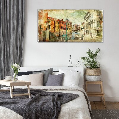 Venice in pastel shades Wall art on glass
