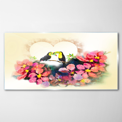 Love among the flowers Wall art on glass