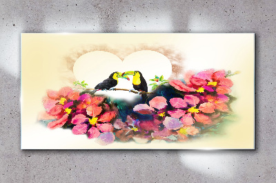 Love among the flowers Wall art on glass