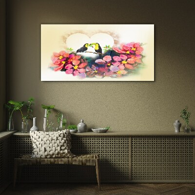 Love among the flowers Wall art on glass