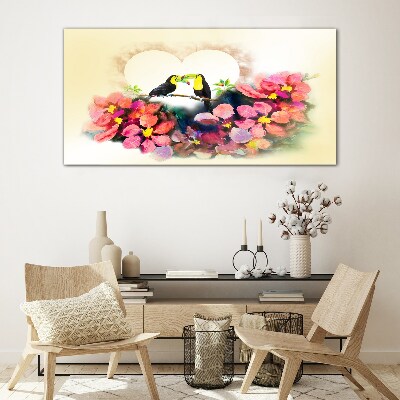 Love among the flowers Wall art on glass