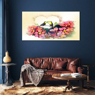 Love among the flowers Wall art on glass