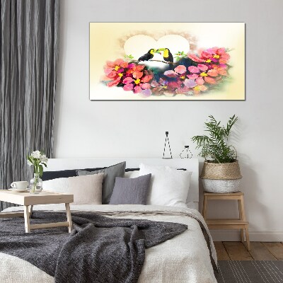 Love among the flowers Wall art on glass