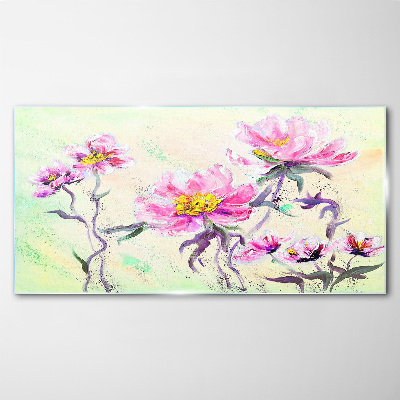 Floral dreams in delicate shades Wall art on glass