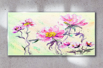 Floral dreams in delicate shades Wall art on glass