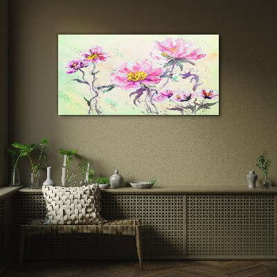 Floral dreams in delicate shades Wall art on glass