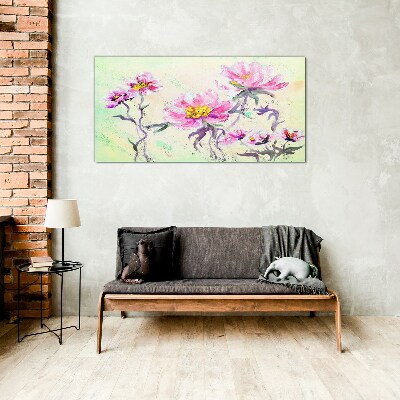 Floral dreams in delicate shades Wall art on glass