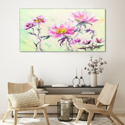 Floral dreams in delicate shades Wall art on glass