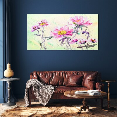 Floral dreams in delicate shades Wall art on glass