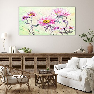Floral dreams in delicate shades Wall art on glass
