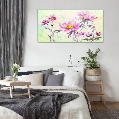 Floral dreams in delicate shades Wall art on glass