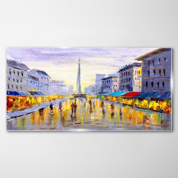 Golden Avenue in the sunset light Glass art print