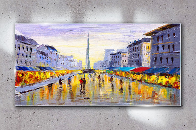 Golden Avenue in the sunset light Glass art print