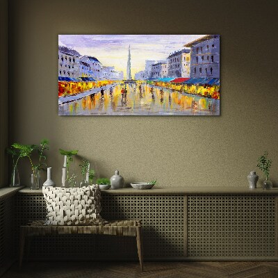 Golden Avenue in the sunset light Glass art print
