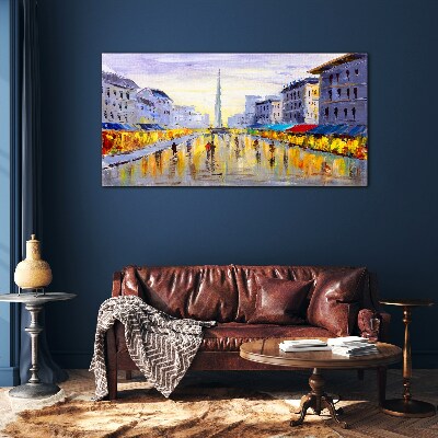 Golden Avenue in the sunset light Glass art print
