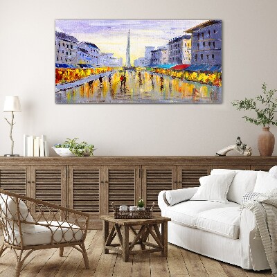 Golden Avenue in the sunset light Glass art print