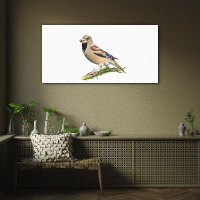 A bird on a branch Wall art on glass