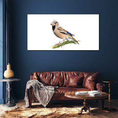 A bird on a branch Wall art on glass