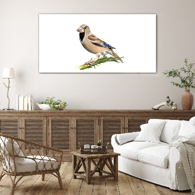 A bird on a branch Wall art on glass