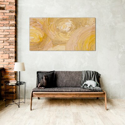 Beige spirals in soft light Wall art on glass