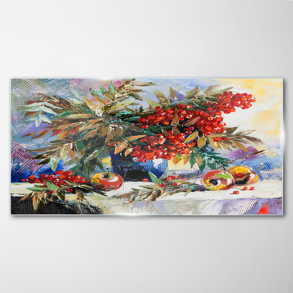 Abstract flowers fruits Glass Wall Art