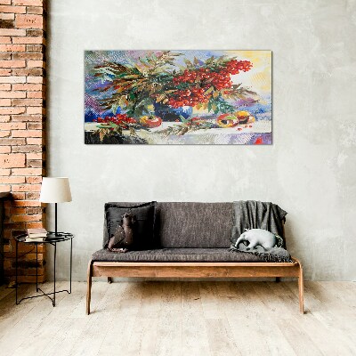 Fruit bouquet with rowan Wall art on glass