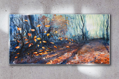 Autumn alley Wall art on glass