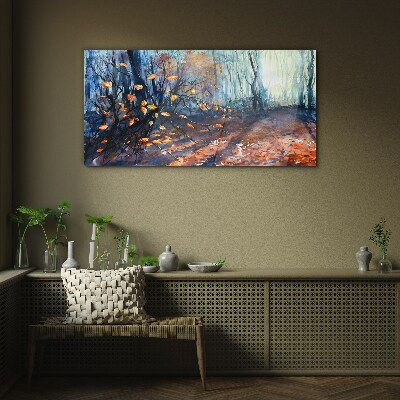 Autumn alley Wall art on glass