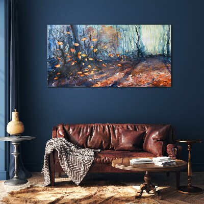 Autumn alley Wall art on glass