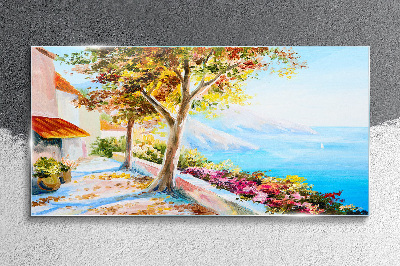 Summer seaside scenery Glass art print