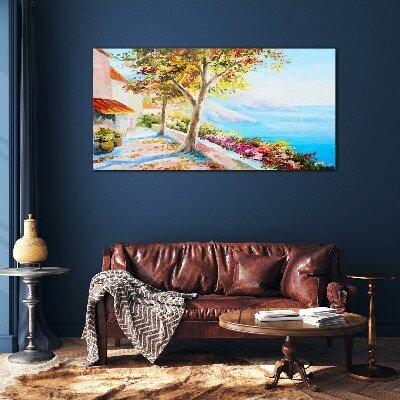 Summer seaside scenery Glass art print