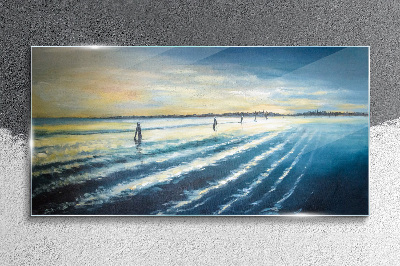 A quiet port at sunset Wall art on glass