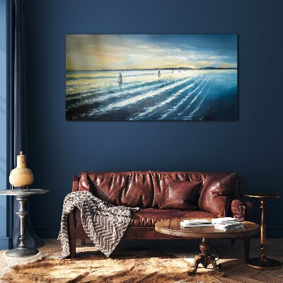 A quiet port at sunset Wall art on glass