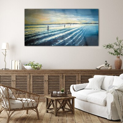 A quiet port at sunset Wall art on glass