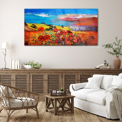 Flower fields in the summer sun Glass art print