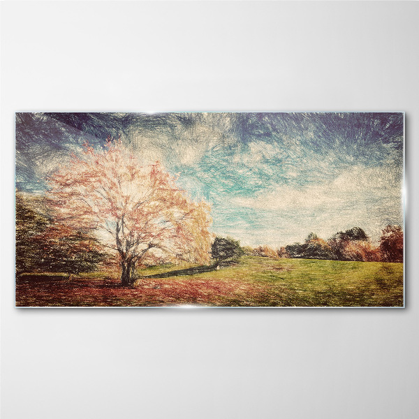 Autumn Alley Wall art on glass