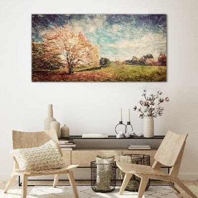 Autumn Alley Wall art on glass
